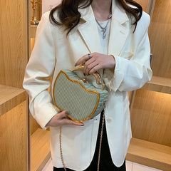 Stripe Printed Women's Handbag Chain Shoulder Crossbody Box Shape Messenger Bag