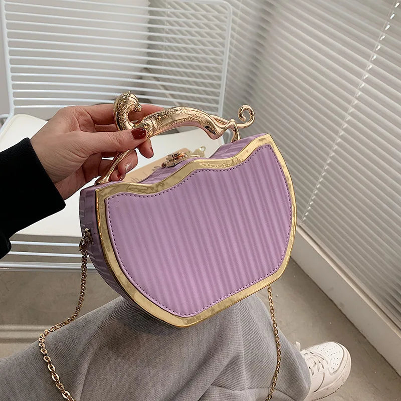 Stripe Printed Women's Handbag Chain Shoulder Messenger Bag