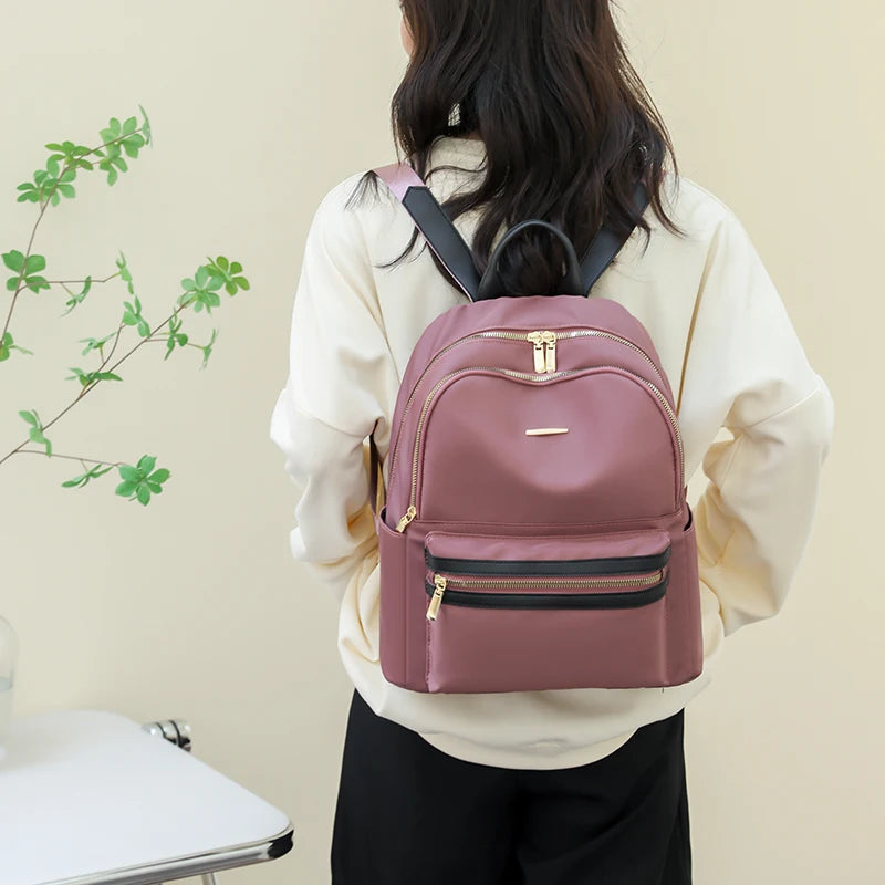 Solid Casual Student School Bag High Oxford Cloth Women's Backpack