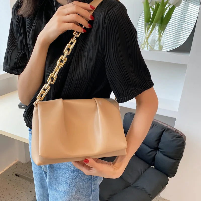 Chain Shoulder Bags Small Acrylic Handbags Purses Fold Flap Bags
