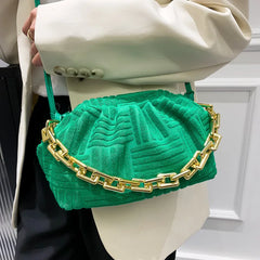 Cloud Bag Towel Fabric Acrylic Chains Pouch Women Handbag