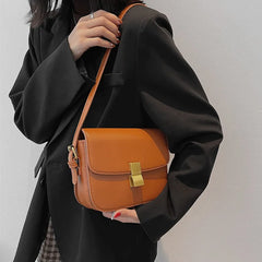 Vintage Small Crossbody Handbag Push Lock Compartment Shoulder Bag