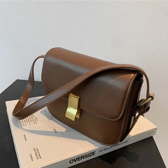 Vintage Small Crossbody Handbag Push Lock Compartment Shoulder Bag