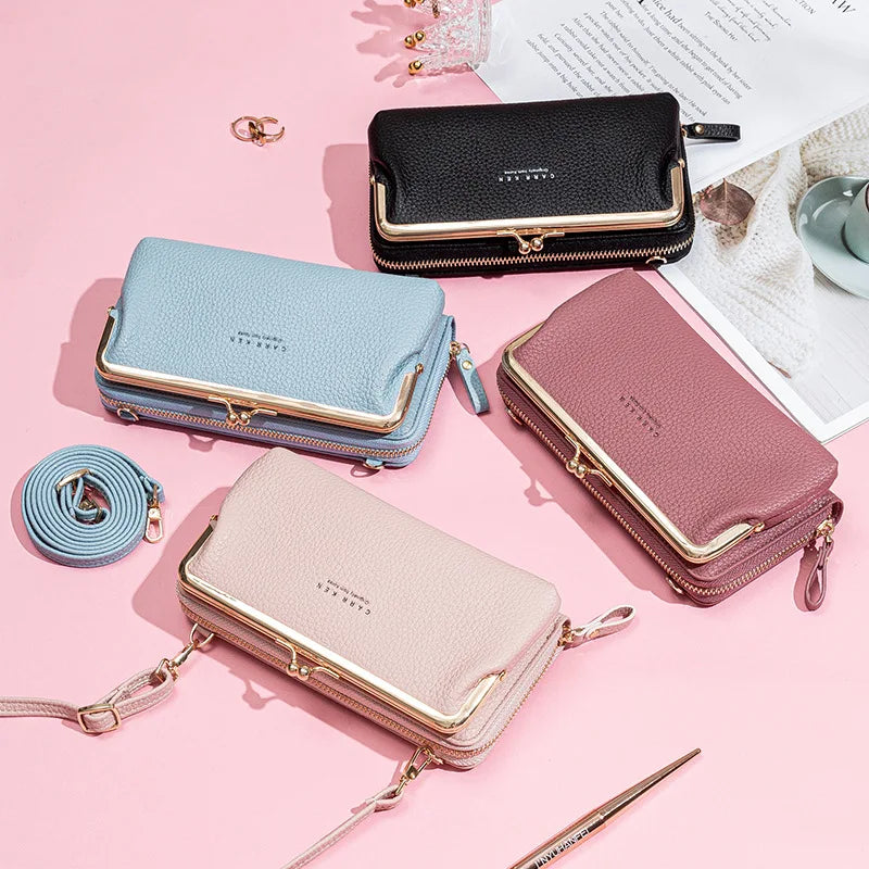 Women Bag Soft Leather Cell Phone Pocket Ladies Small Shoulder Bags