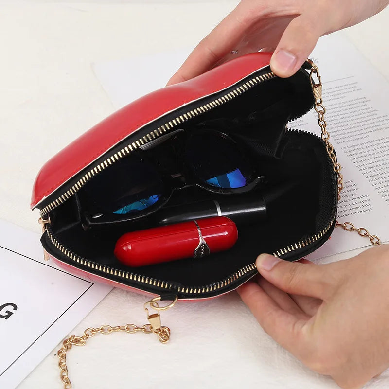 Lip Print Shoulder Bag Zipper Messenger Handbag