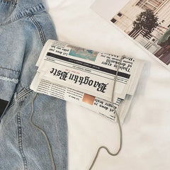 Women Bags Personality Shoulder Bags Ladies Newspaper Modeling Square Bag