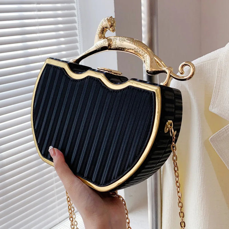 Chain Crossbody Shoulder Bag Stripe Printed Box Tote Bags for Women