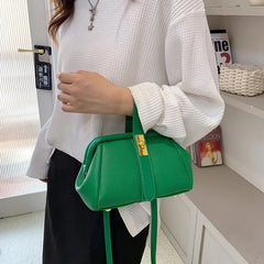 Orange PU Leather Small Handbag Clutch Crossbody Bag