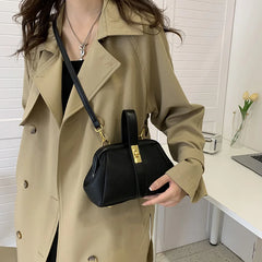 Orange PU Leather Small Handbag Clutch Crossbody Bag