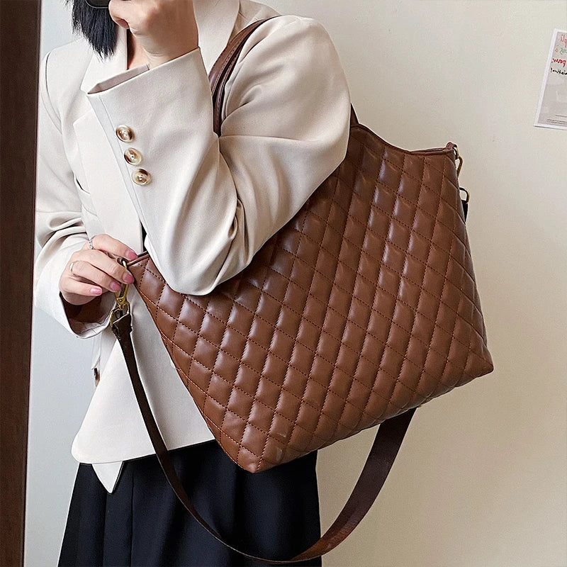 Women Plaid Totes Large Capacity Shoulder Bag Casual Handbags