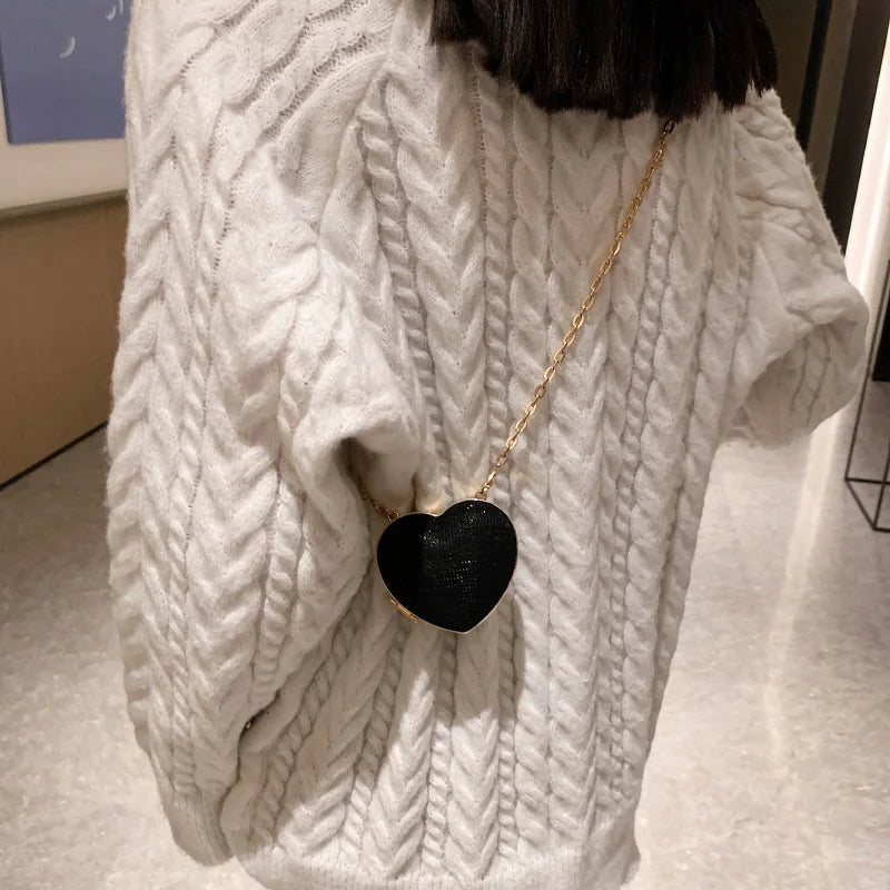 Heart Shape Evening Clutch Chain Shoulder Bags Mini Handbags
