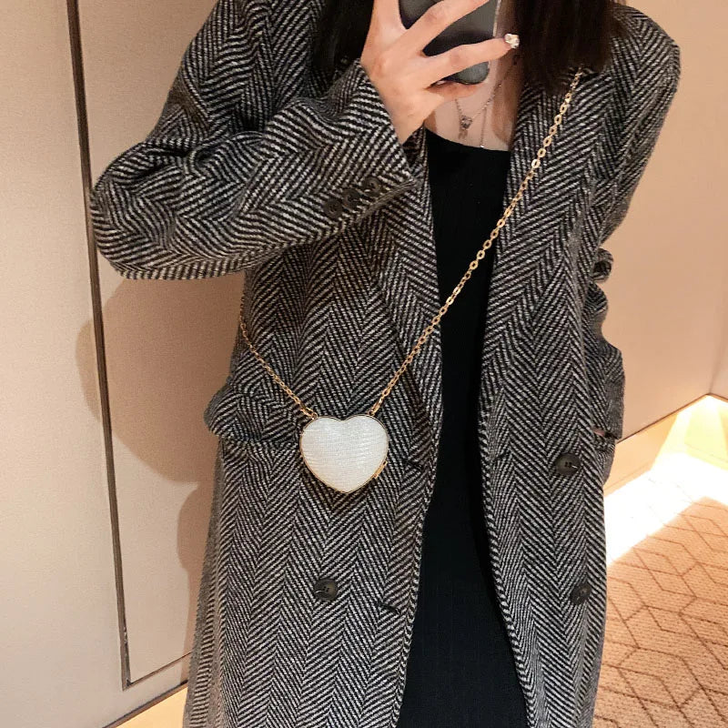 Heart Shape Evening Clutch Chain Shoulder Bags Mini Handbags