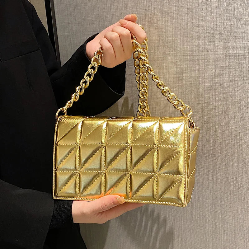 Green PU Leather Small Shoulder Bag Chain Messenger Clutch