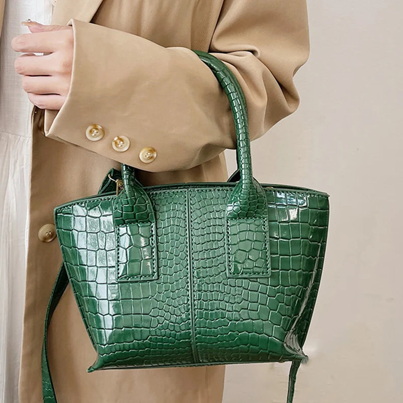 Green Patent Leather Small Shoulder Bag - Crossbody Messenger Handbag