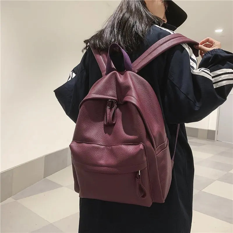 Women Travel Backpack Soft PU Leather Girls School Backpack