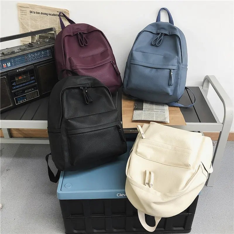 Women Travel Backpack Soft PU Leather Girls School Backpack