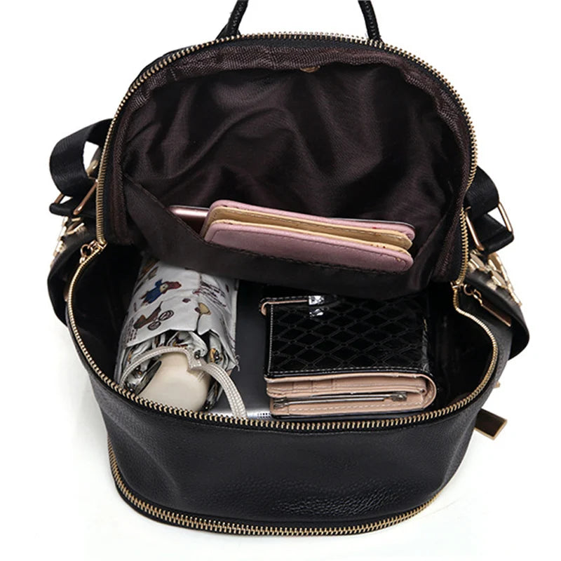 Women Travel Backpack Soft PU Leather School Backpack
