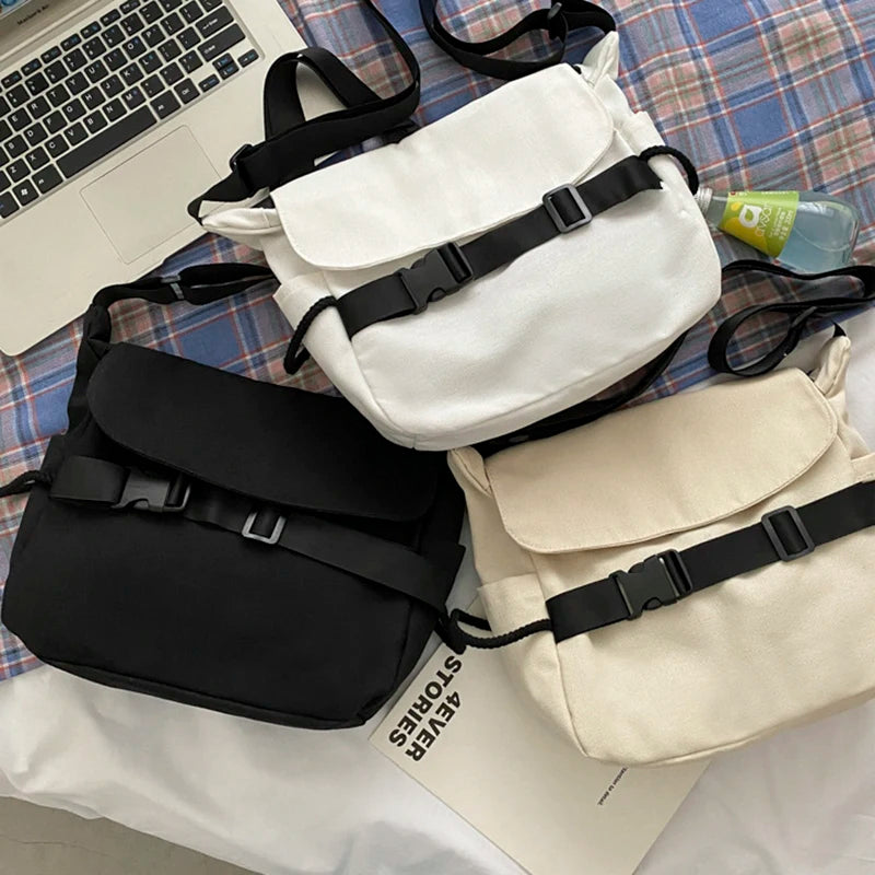 Canvas Large Capacity Women's Shoulder Bag Solid Color Casual Female Crossbody