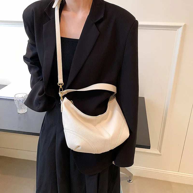 Women's PU Leather Shoulder Bag Half Moon Shape