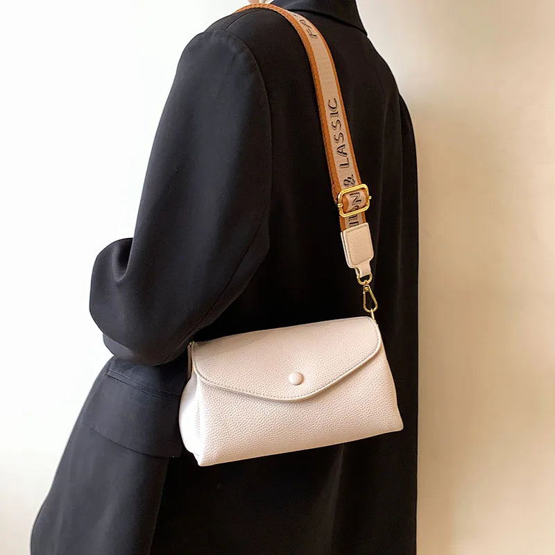 Women's Wide Shoulder Underarm Bag with Solid Strap
