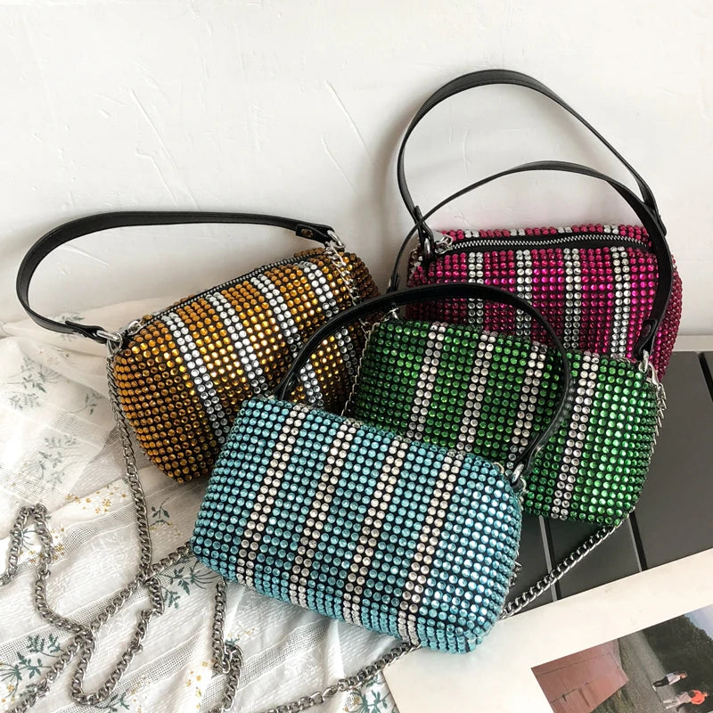 Diamond Top-Handle Bag Small Square Handbag Evening Clutch Purses