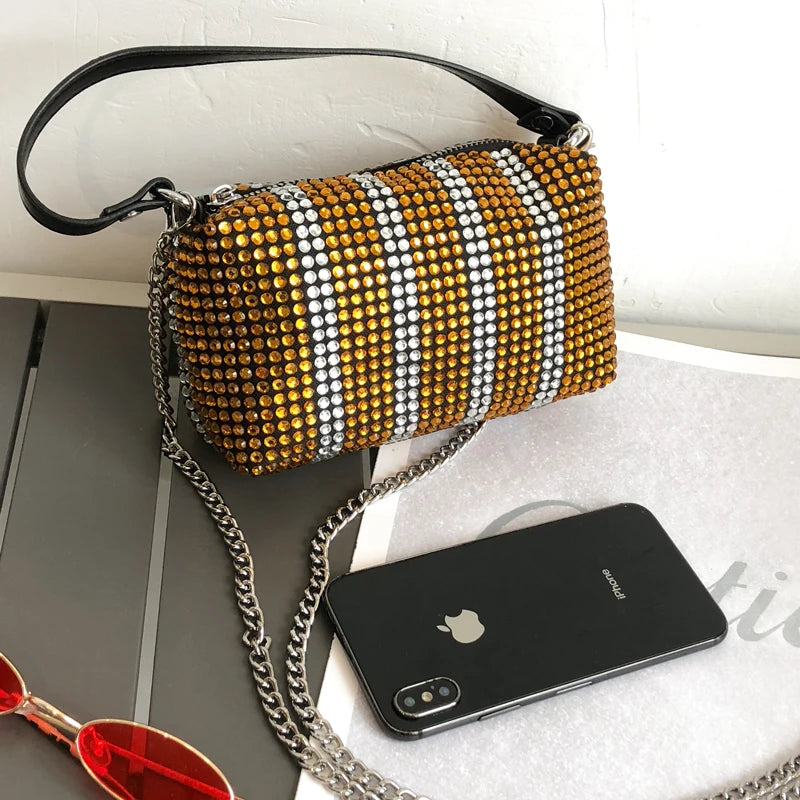 Diamond Top-Handle Bag Small Square Handbag Evening Clutch Purses
