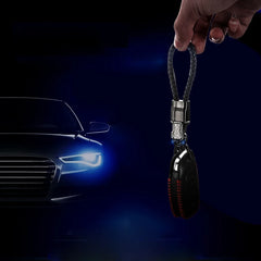 Leopard Head Metal Keychain with Diamond, Leather Hand Strap, Car Keyring