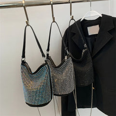 Women's Rhinestone Diamonds Basket Bag Large Capacity Totes