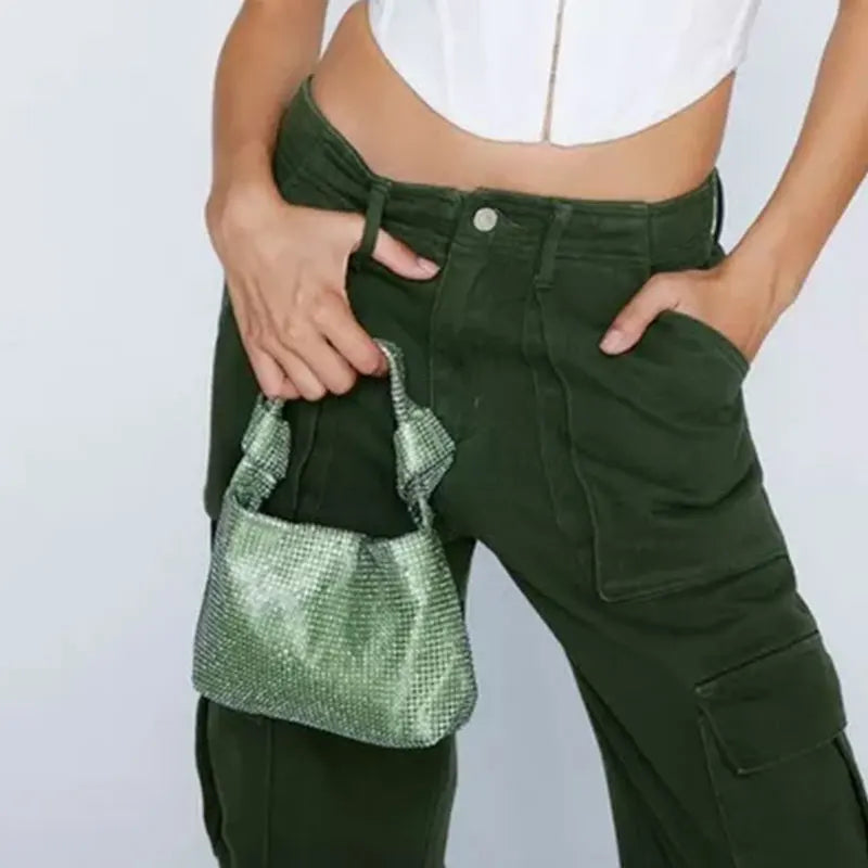 Rhinestone Mesh Shoulder Crossbody Bag for Women Evening Party