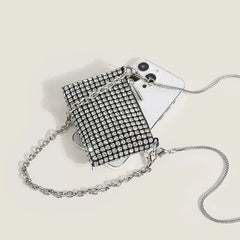 Crystal Mesh Shoulder Bag Shinny Rhinestones Chains Party Purse