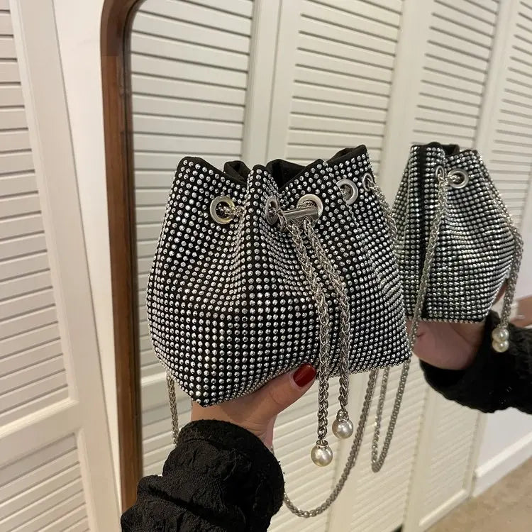 Diamonds Evening Bucket Women Handbag Rhinestones Shoulder Bags