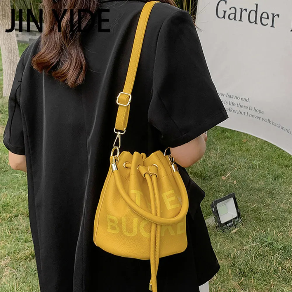 Drawstring Bucket Bag Candy Shoulder Crossbody Tote