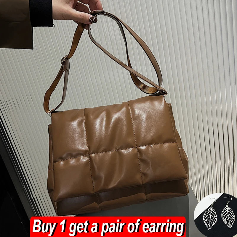Plaid Shoulder Bag Flap Messenger Crossbody Retro Handbag