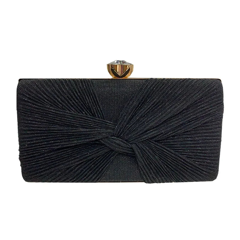 Crystal Flower Clutch Bag Bow Women's Handbags Wedding Party Purse 4 Colors