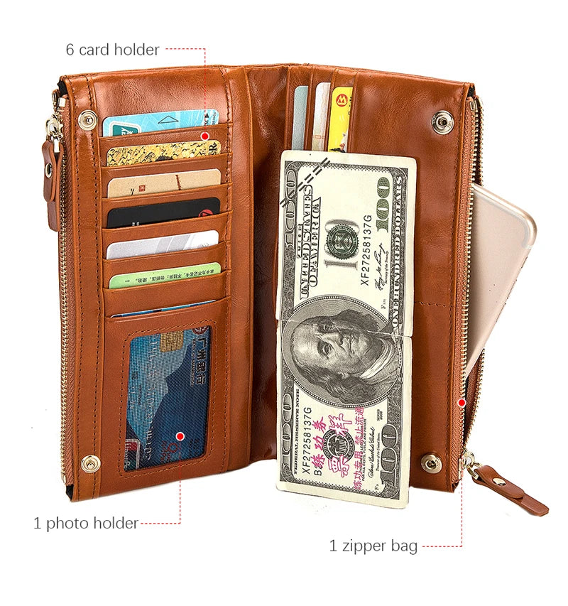 Women's Leather Checkbook Organizer Wallet Clutch