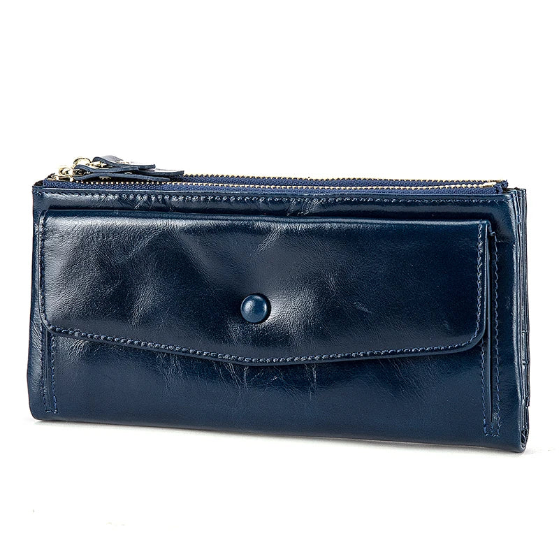 Women's Leather Checkbook Organizer Wallet Clutch