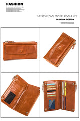 Women's Leather Checkbook Organizer Wallet Clutch
