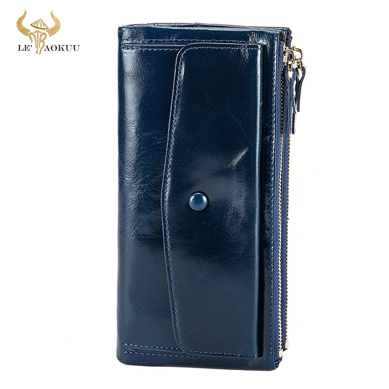 Women's Leather Checkbook Organizer Wallet Clutch
