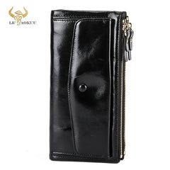 Women's Leather Long Checkbook Organizer Wallet Clutch 6032