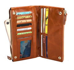 Women's Leather Long Checkbook Organizer Wallet Clutch 6032