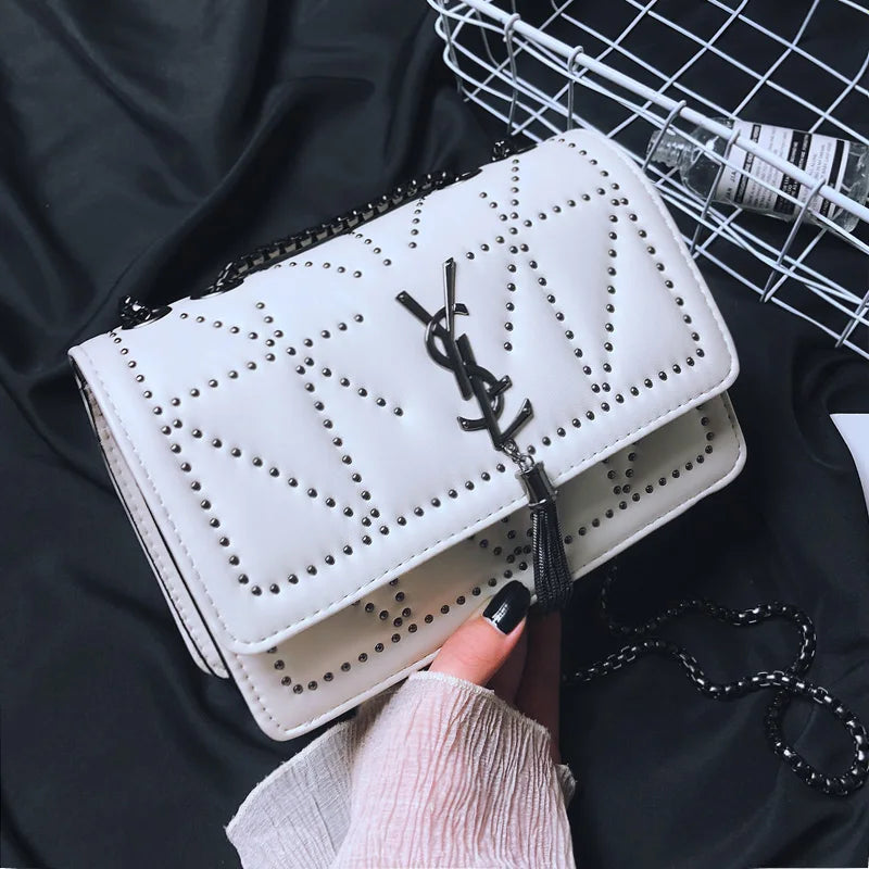 Women's Leather Evening Clutch Purse Vintage Shoulder Bag