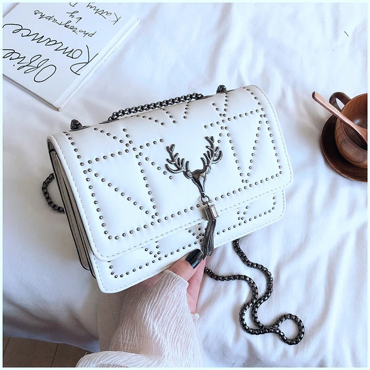 Women's Leather Evening Clutch Purse Vintage Shoulder Bag