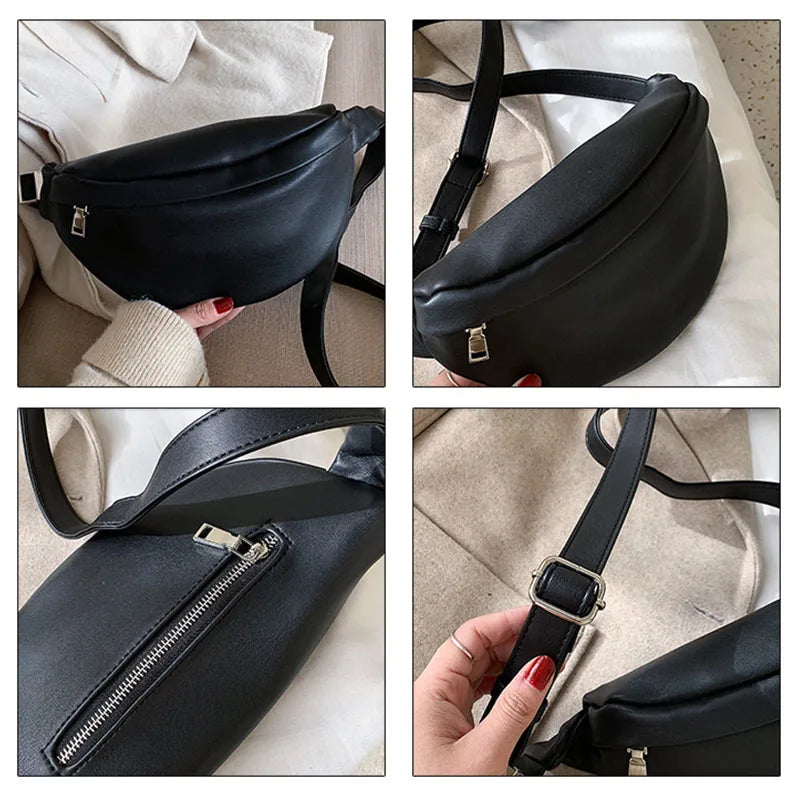 Soft Leather Waist Belt Bag Crossbody Chest Bags Fanny pack For Woman