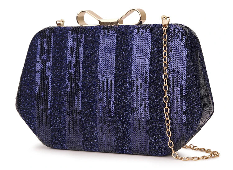 Sequins Striped Party Wedding Clutch Bag Shoulder Chain Mini Bolsa