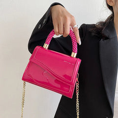 Women's Bright Patent Leather Chain Shoulder Crossbody Bag