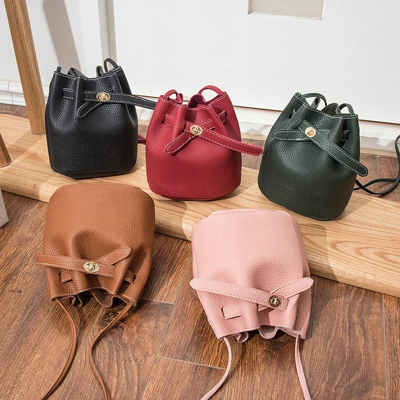 Lychee Pattern Bucket Bag Vintage Messenger Retro Crossbody Tote