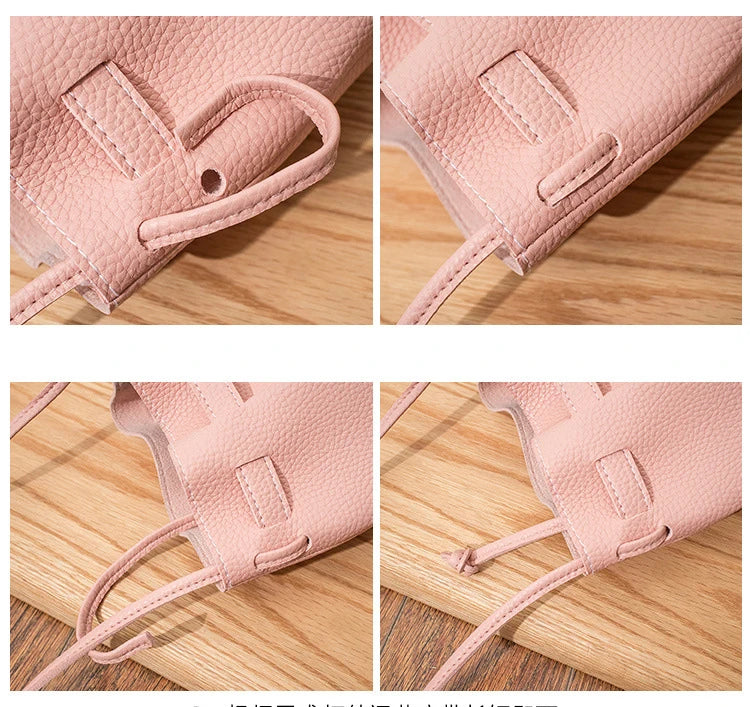 Lychee Pattern Bucket Bag Vintage Messenger Retro Crossbody Tote