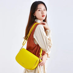 Women Crossbody Bag Semicircle Saddle Bags Soft PU Leather Shoulder Bags