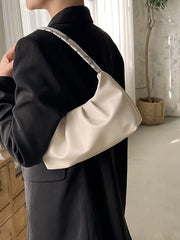 Summer PU Leather Women's Shoulder Bag Solid Underarm Top Handle Bag