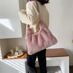Soft Plush Pink Shoulder Bag Women's Tote Bag ZD1448